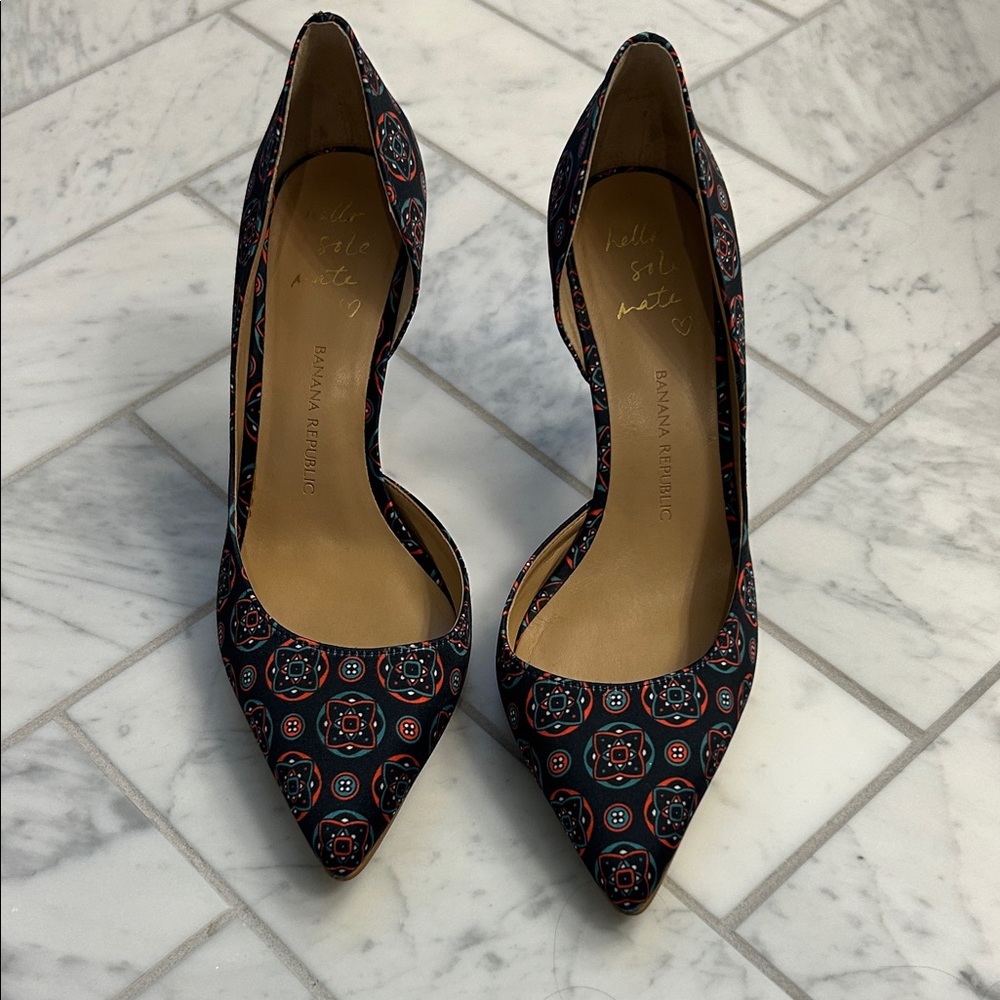 Banana Republic Navy and Red Patterned Heels